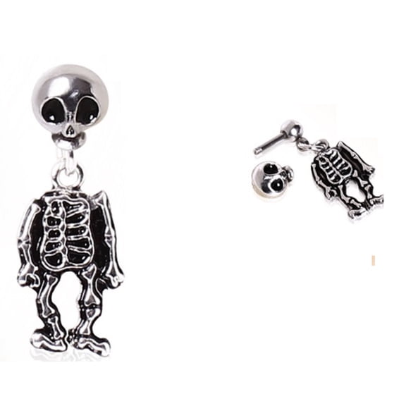 Tragus Piercing 316L Surgical Steel Two-Piece Skeleton Skull Dangle Earring 16g 1pc