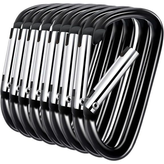 100 PCS Carabiner Clip,1.8" Aluminum Carabiner Caribeaner Clip,Small Carabiners,D Shape Carabiner Clips,Backpack Clips,Spring Snap Hook for Keychain Clip,Caribeener(Black)