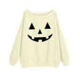 thumbnail image 4 of Cnbwig Sweatshirt for Women Loose Fit Casual Halloween Long Sleeve Off Shoulder Sweatshirt Sexy Crewneck Hoodless Tops Graphic Tee Shirts Pullover Top Outfits Fashion Clothes B20-Beige L, 4 of 4