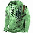 thumbnail image 4 of Men's USA Flag Print Hoodies Long Sleeve T-Shirt Vintage Lace Up Hooded Sweatshirts Shirts Drawstring Tee Tops, 4 of 5