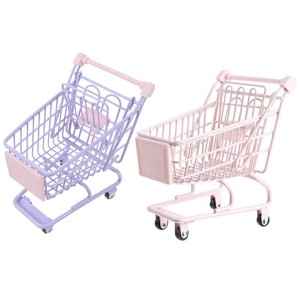 KAKOWELY piezas de carrito de compras pequeño para niños pequeños, carrito de compras de juguete, modelo de carrito de supermercado de simulación