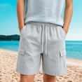 thumbnail image 2 of Angala Boys Shorts Solid Elastic Waist Cargo Shorts Summer Lightweight Relaxed Fit Dailywear Boys Shorts Size 13-14 Years Light Gray, 2 of 9