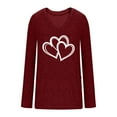 thumbnail image 5 of Women's Heart Printed Long Sleeve T-Shirt Dressy Ruched Side V Neck Loose Tunic Tops Business Casual Blouse, 5 of 8