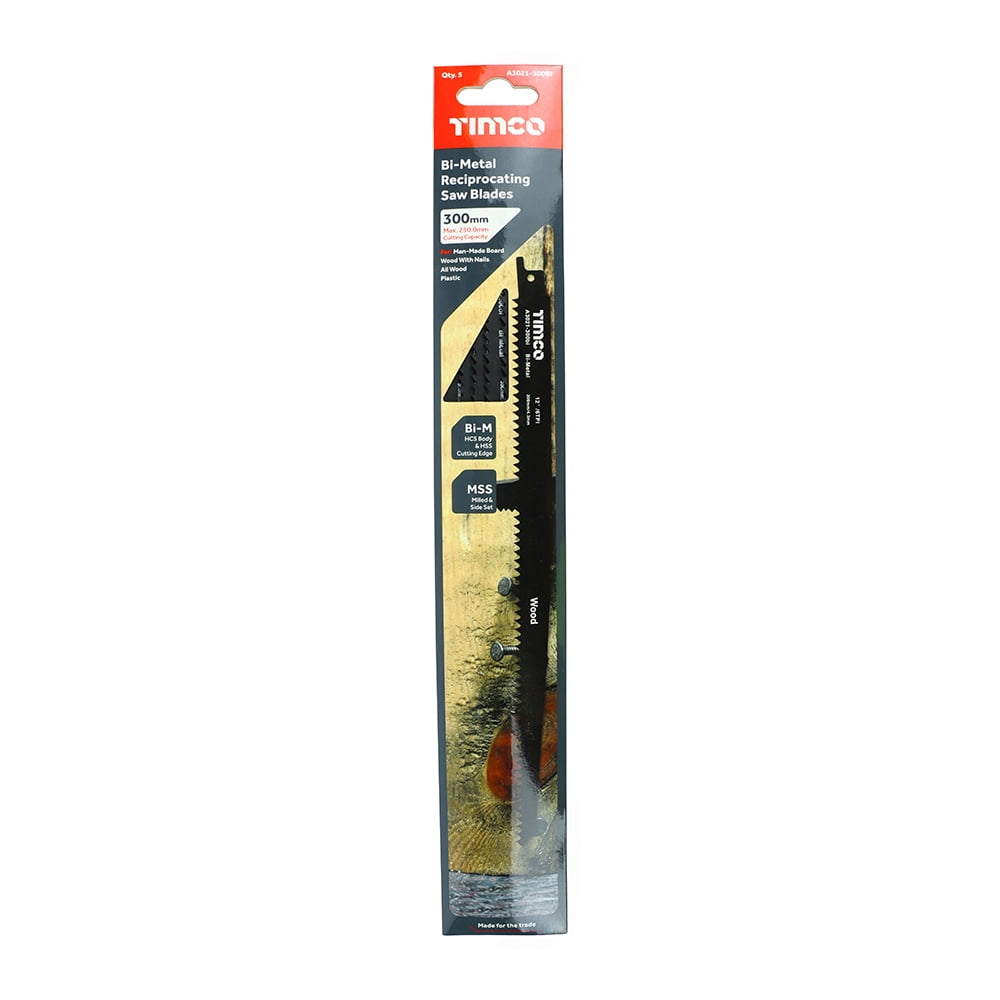 Timco - Reciprocating Saw Blades - Wood Cutting - Bi-Metal (Size S1411DF - 5 Pieces)