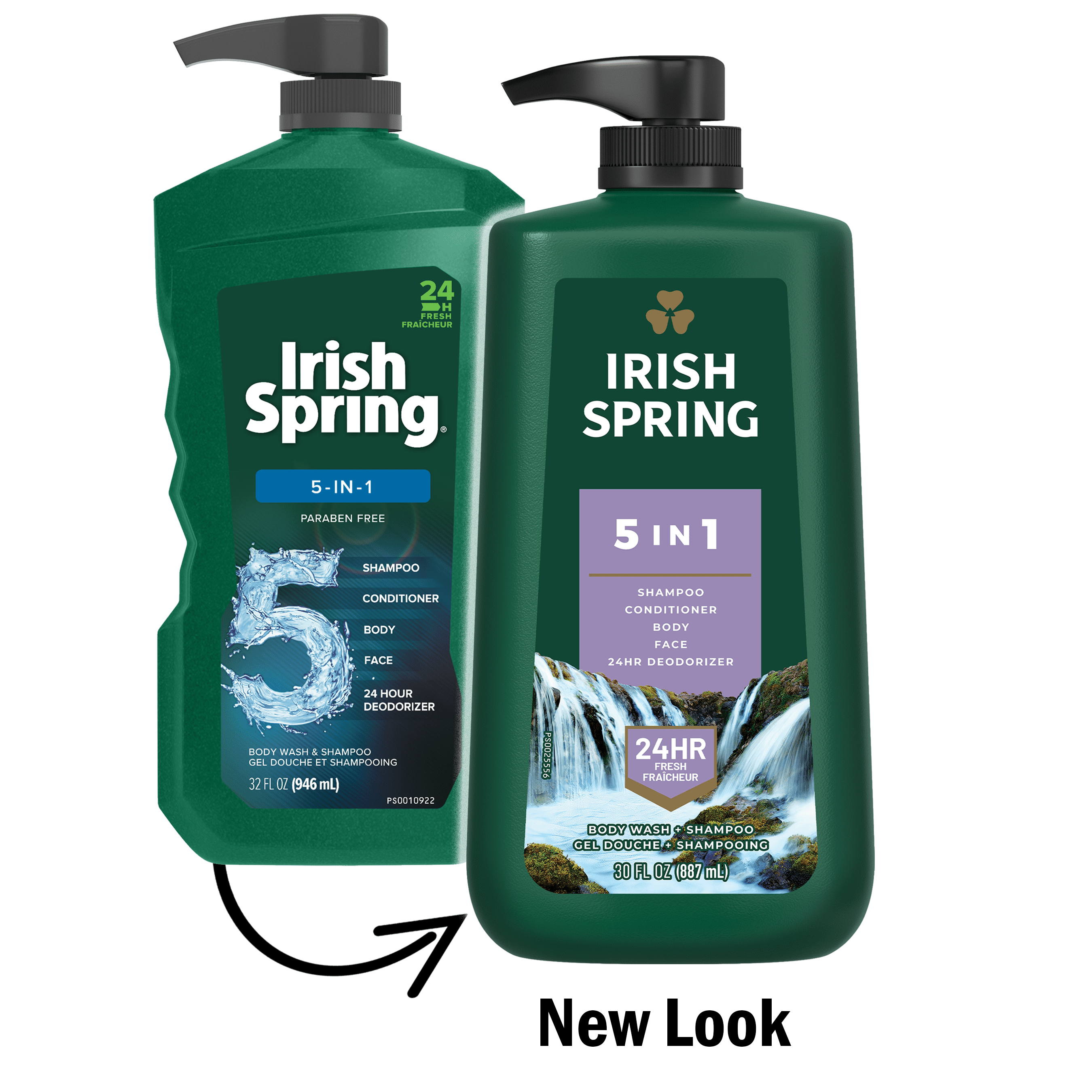 Irish Spring Body Wash for Men, 5in1 Body Wash Pump, 30 Oz