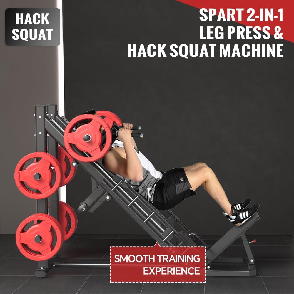 SPART Leg Press Machine, 2500LBS Capacity with Hack Squat Combo, Adjustable, Black, for Lower Body, Home Gym