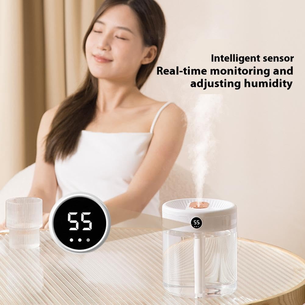 2l Double Nozzle Air Humidifier, Desktop Double Nozzle Cool Mist Humidifier With Night Light, Silent Humidifiers Usb Personal Desktop Humidifiers, for Baby Bedroom Travel Office Home