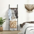 thumbnail image 1 of Giantex Blanket Ladder, 5-Tier Wall-Leaning Towel Holder Shelf, Display Rack w/Removable Hooks, 1 of 9