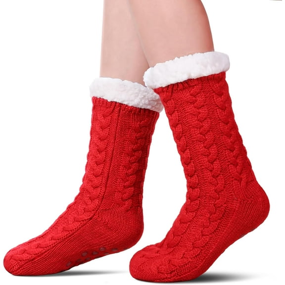 ZDWQFA Women's Winter Super Soft Warm Cozy Fuzzy Fleece-Lined with Grippers Slipper Socks