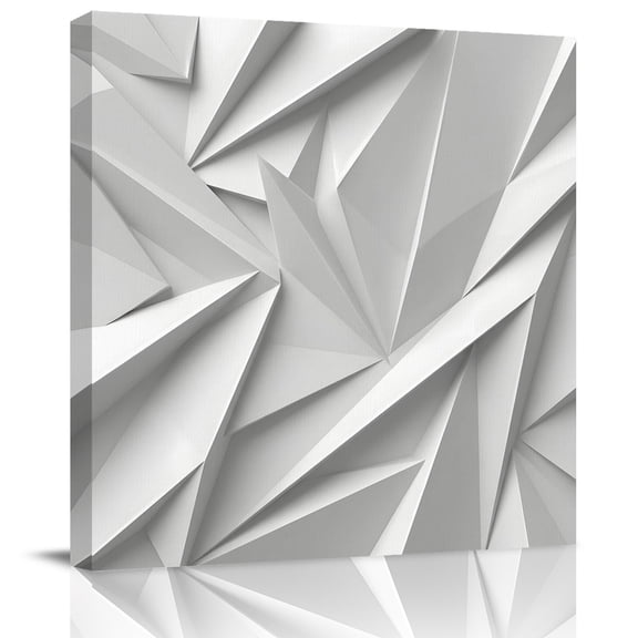 Wall Art Prints, Grey Geometric Framed Canvas Prints for Bedroom Living Room Bathroom Office, Modern 3D Relief Abstract Minimalist Gallery Wrap Wall Art Poster for Gifts Home Decor 16"x16"