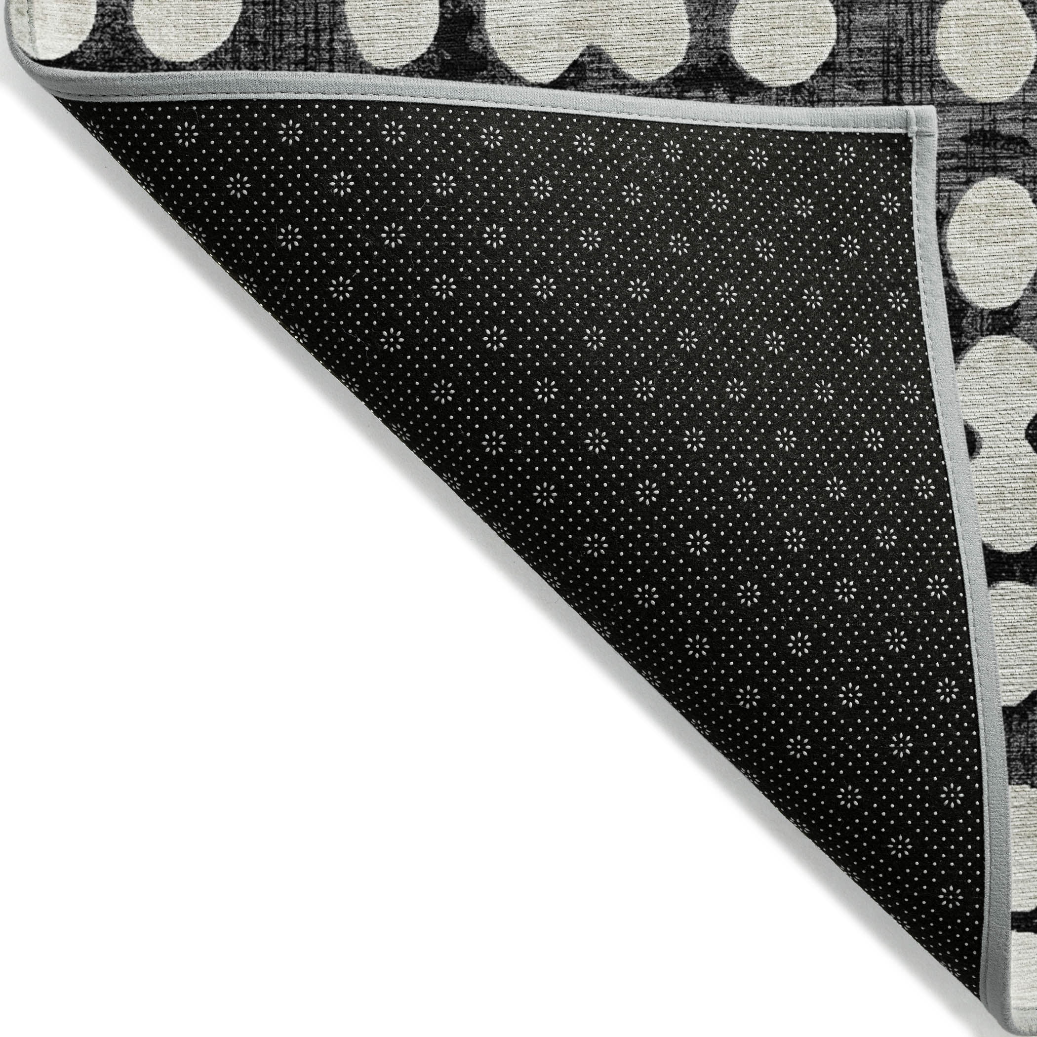 Addison Rugs Chantille Indoor/Outdoor Transitional Circles Black Washable Rectangle Rug, 5' x 7'6"