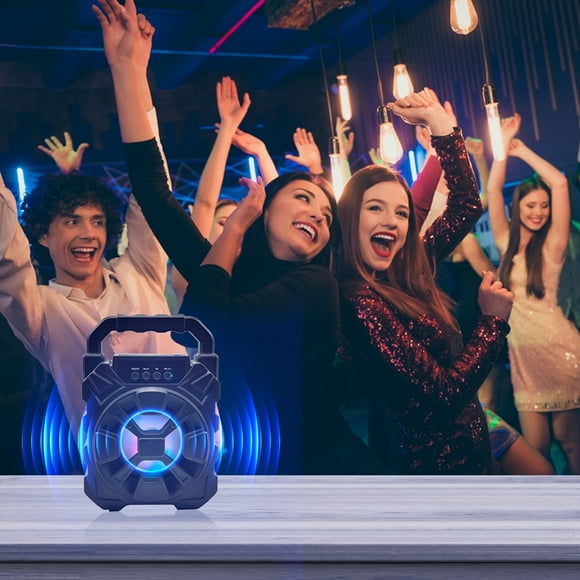 COFEST Portable Wireless Bluetooth Speaker with Bluetooth 5.0, TF Card, AUX Cable, USB Flash Drive, Superior Sound Quality, Portable and Versatile, Colorful Lights, Convenient to Carry Black