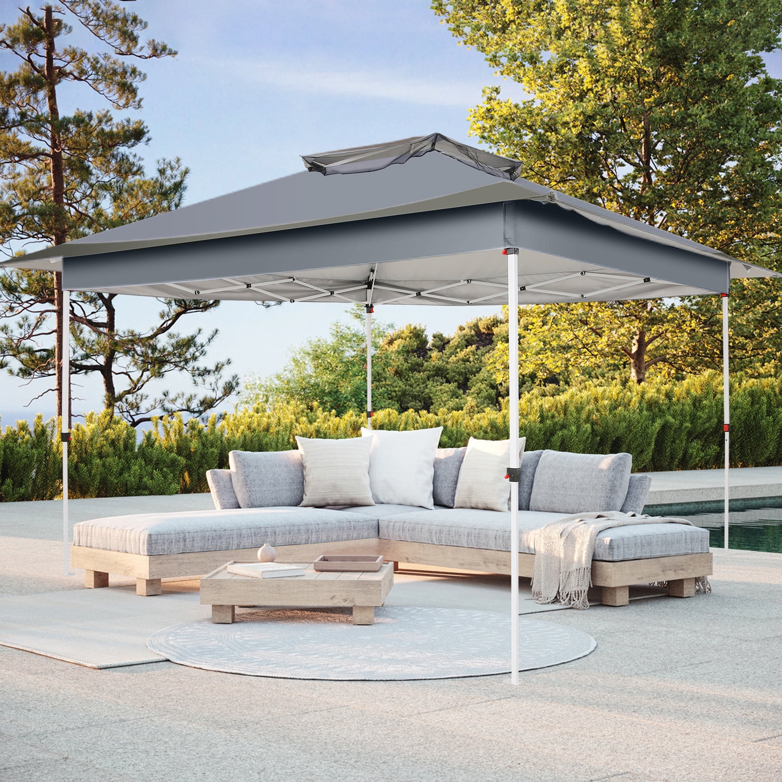 HOTEEL 12x12 EZ Pop Up Gazebo Tent with Sidewalls,Patio Gazebo Instant Shelter for Outdoor Party Camping Backyard Beach with Carry Bag,Stakes,Ropes,Gray