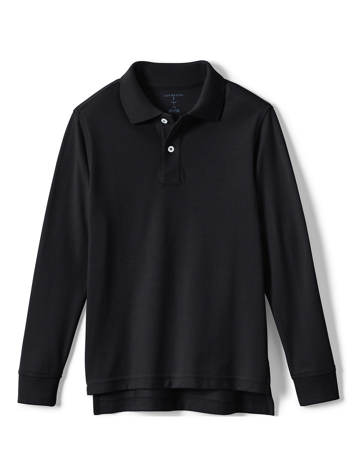 Lands' End School Uniform Kids Long Sleeve Mesh Polo Shirt - Walmart.com