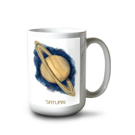 

15 fl oz Ceramic Mug Saturn Watercolor Dishwasher & Microwave Safe