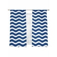 thumbnail image 2 of Navy Blue White Semi Sheer Curtains 63 Inch Length 2 Panels Set, Abstract Waves Water Ripple Striped Sheer Kitchen Curtain Privacy Voile Window Curtain for Living Room Bedroom Rod Pocket Drapes, 2 of 7