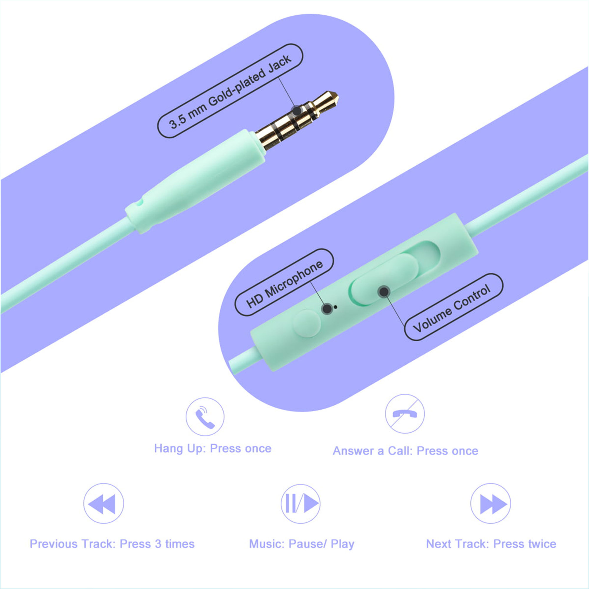 Seenda Kids On-Ear Headphones with Microphone, Green photo 6