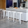 thumbnail image 2 of Basicwise 4-pcs 30-inch Backless Metal Bar Stool Stackable Heavy-Duty Counter-Height Chair for Home Bars Patios Kitchen Islands Cafes Restaurants Bistros and Dining Areas for Indoor & Outdoor, White, 2 of 6