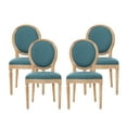 thumbnail image 2 of Noble House Karter Indoor French Fabric Dining Chairs, Set of 4, Dark Teal, 2 of 8