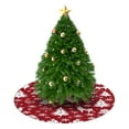 thumbnail image 3 of Christmas Tree Skirt,Red Christmas Tree and Deer Pattern Christmas Tree Decor with Red Ribbon Ties,Round Shape,Christmas Decorations for Home 36"x36", 3 of 7