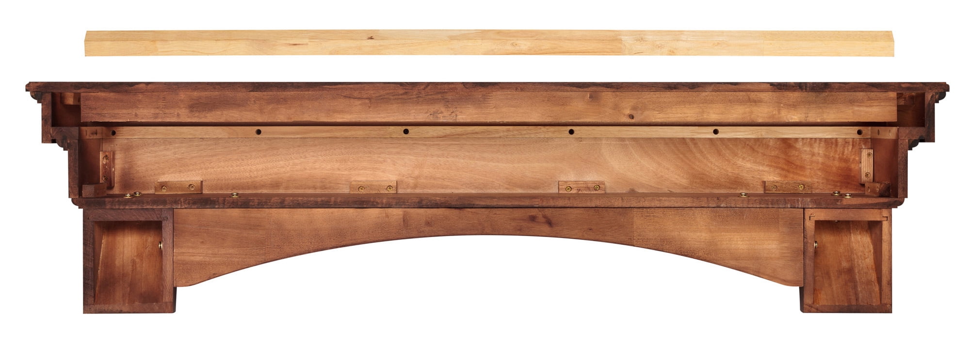 Pearl Mantels Auburn Versatile Premium Wood Mantel Shelf, Lightly Distressed Cherry Finish, 60"L & 10"D, Hang Alone, with Corbels or with Corbels and Arch (Included)