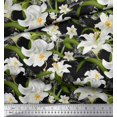 thumbnail image 3 of Soimoi Cotton Duck Fabric Leaves & Lily Floral Print Fabric by The Yard 42 Inch Wide, 3 of 3