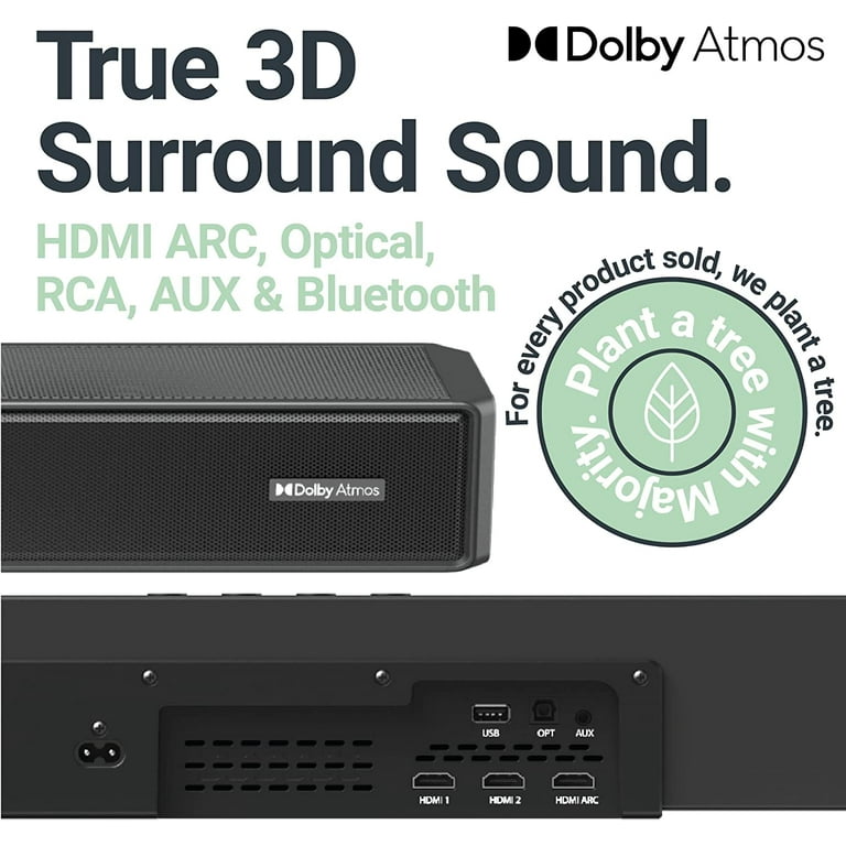  Majority Barra de sonido Dolby Atmos para TV, barra de sonido  inalámbrica Bluetooth 2.0.2, barras de sonido de audio para el hogar Sierra  de 280 W para TV con calidad de