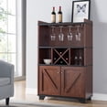 thumbnail image 4 of Furniture of America Bann Multi-Storage Wine Cabinet, Vintage Walnut, 4 of 8