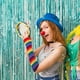 thumbnail image 4 of Rainbow Strips Warmer coloridos guantes sin dedos manga para mujeres niñas, 4 of 4