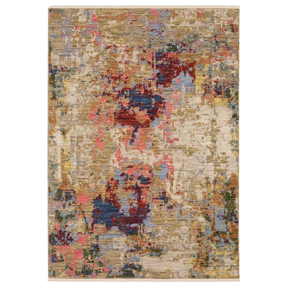 Woven Trends Essna - SOL06 - Modern Style, Abstract Pattern, Pet & Family Friendly, Living Room, Kitchen, Office, Low Pile Wool Area Rug in Beige - 2' x 3'
