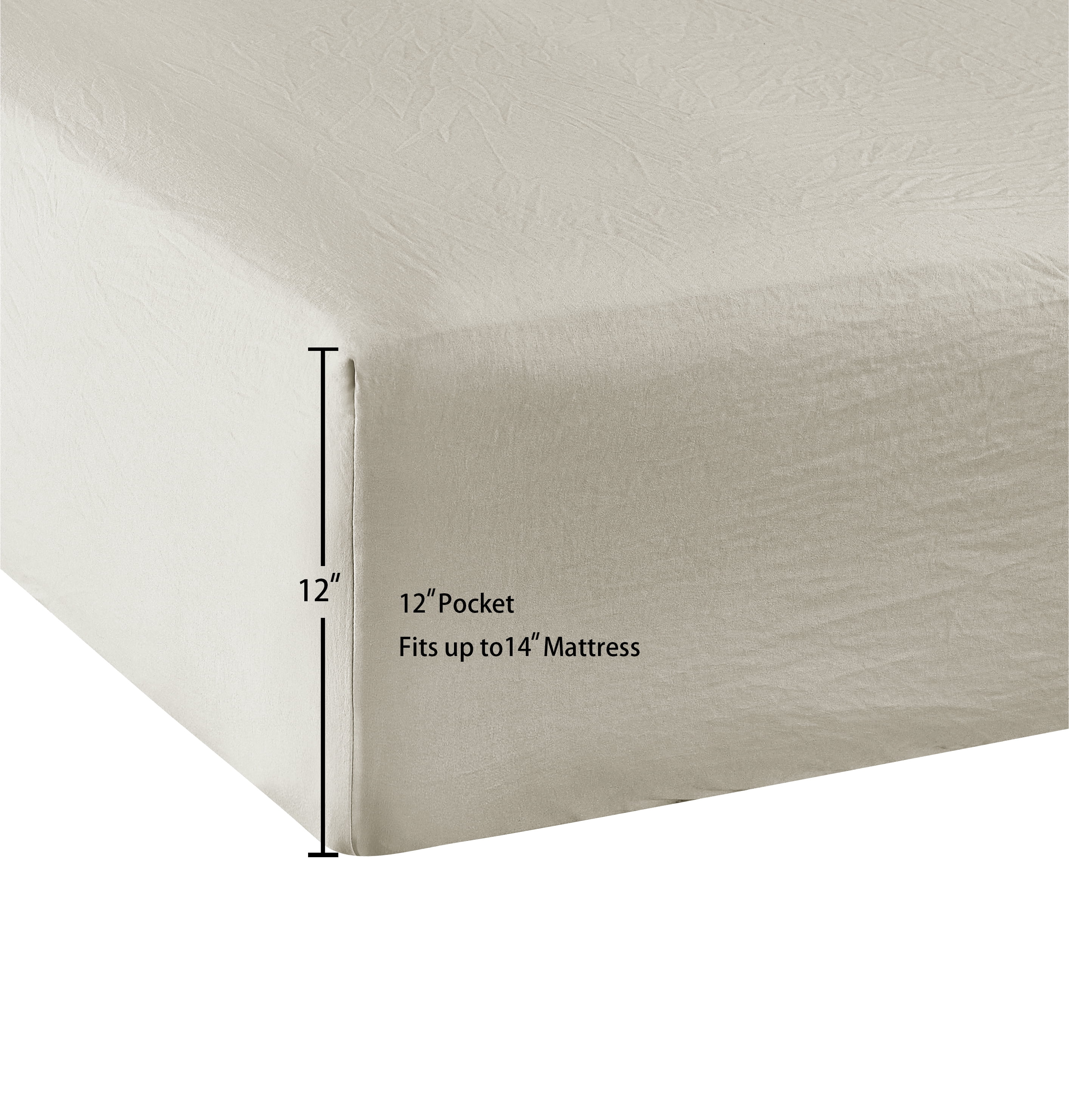 Mainstays Washed Ultra Soft Microfiber Bed Sheet Set, King, Papyrus Biege, 4 Piece