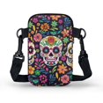 thumbnail image 2 of HELLHERO Floral Skull Design Crossbody Sling Bags Polyester Adjustable Strap Cross Body Purse for Travel Daily Use, 2 of 7