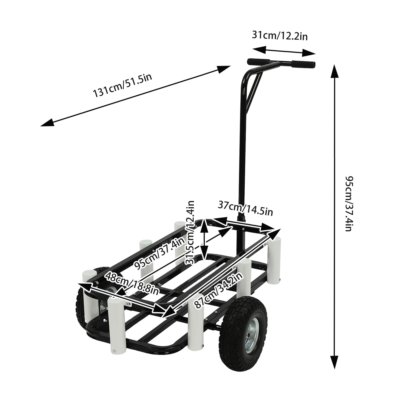Wildnix Outdoor Fishing Folding Fishing Cart, High-Carbon Steel Construction, 198.42 lbs Load Capacity, Solid Rubber Tires for Beach, Snow, and Mud Terrain, Easy Assembly