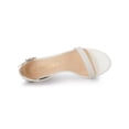 thumbnail image 4 of BLISSFUL STEP Women's Shoes Ankle Strap Open Toe Block Heel Glitter Party Sandals White 7, 4 of 7