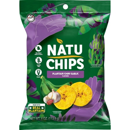 NatuChips Plantain Chips Garlic Flavored, 4 Oz