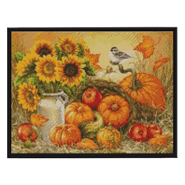 Cuadros Decorativos Bordado completo flor de calabaza 3 hilos 11CT impreso punto de cruz algodón DIY Kit DQrwqpou Nuevos Originales
