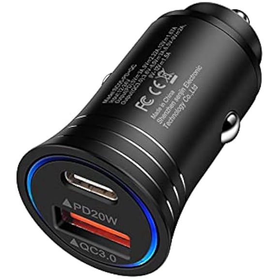 Quyaojz USB C Car Charger, 38W Fast Charge Car Charger Adapter PD&QC 3.0 Dual Port Cigarette Lighter USB Plug for iPhone 17e 17 Air 16e 16 11 SE XR XS X 8, Samsung Galaxy S26 S25 S24 S23