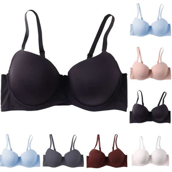 HomeDM Bras for Women No Underwire Wireless Bras Push Up Seamless T-Shirt Bra, Black, L