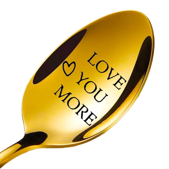 Love You More - Anniversary Birthday Gifts for Couple, Christmas Gifts, Personalized Coffee Spoon 2 Pcs silvery