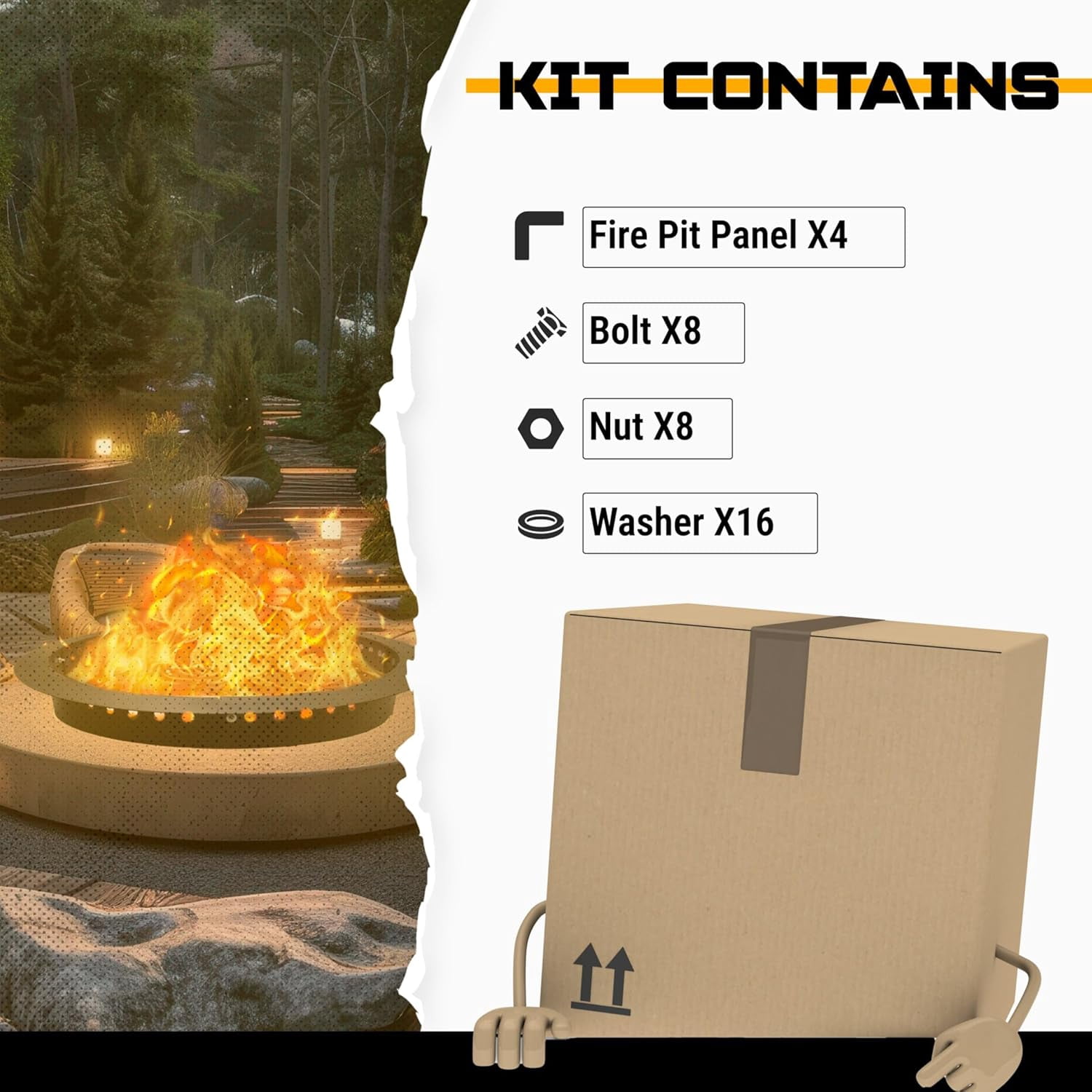 FEBTECH Fire Pit Ring Smokeless - 45" OD x 39" ID - Portable Steel Fire Ring Liner with Air Vents - Perfect for DIY in or Above-Ground Setups, Patio, Garden, Bonfires and Camping