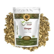 Organic Way Premium Dried Ginger Root Cut & Sifted (Zingiber officinale) - Organic & Kosher Certified | Raw, Vegan, Non GMO & Gluten Free | USDA Certified - 1/2 LBS / 8 Oz