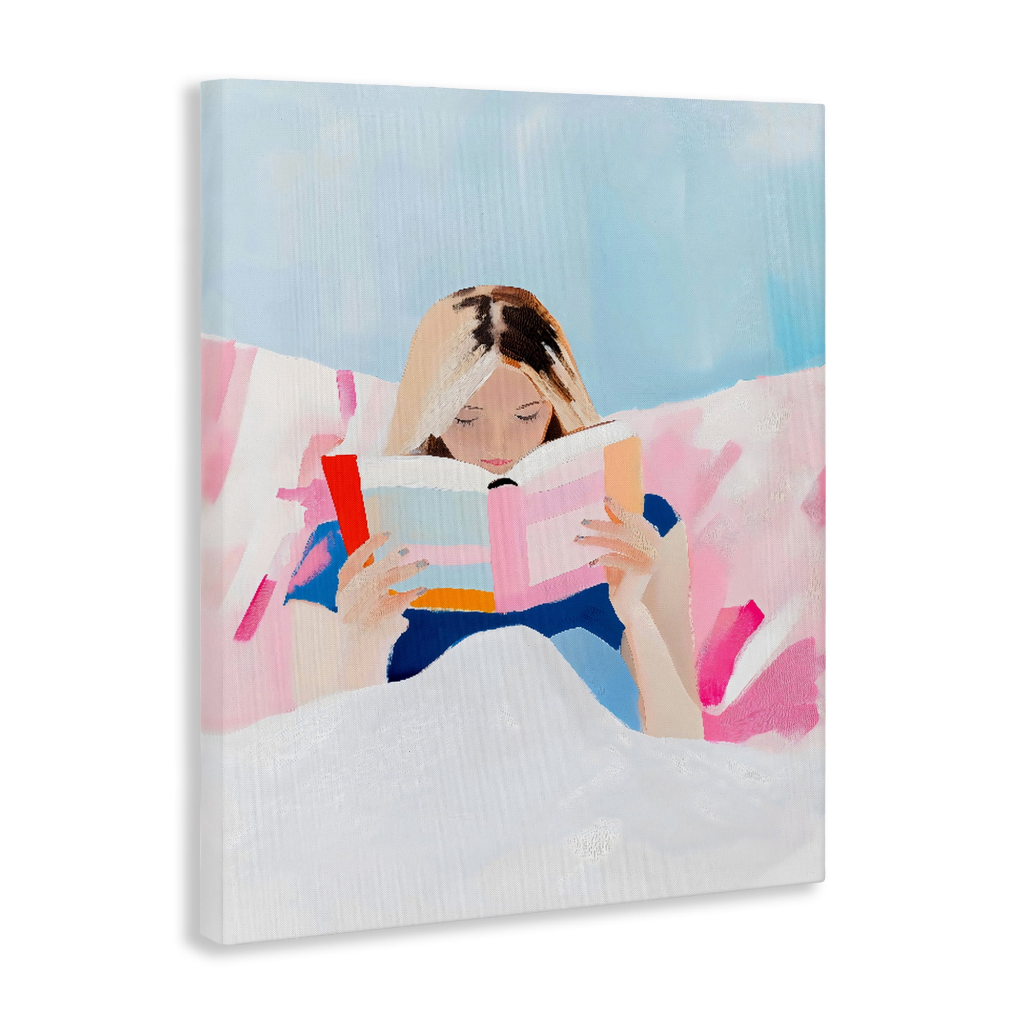 Stupell Industries Cozy Reading In Bed Canvas Wall Art, design by The Prints Vibe
