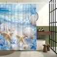 thumbnail image 2 of Beach Starfish Shower Curtain Sea Waves Seacoast Scenery with Sand with Various Seashells Scallop Conch Tropics Seaside Summer Coastal Ocean Theme Decorative Curtain with Polyester Fabric,72"W x 72"L, 2 of 6