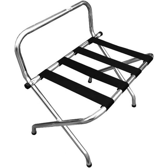 Soro Essentials- Chrome Plated Luggage Rack with Guard- Folding Luggage Rack for Guest Room Foldable Suitcase Stand Holder with Straps for Bedroom Guest Room Hotel Bed Room