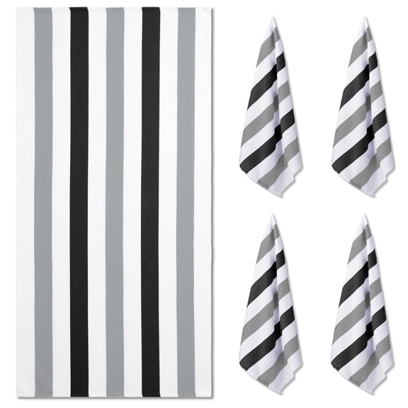 Jessy Home 4 Pack Stripe Beach Towel Sets, 30"x60" Quick-dry Sand-resistant Lightweight Soft Beach Towel for Travel, Gym