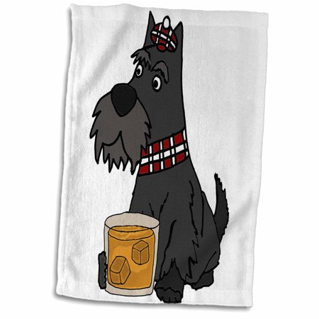 3dRose Funny Cute Scottish Terrier Scottie Dog Drinking Scotch Whiskey - Towel  15 by 22-inch (twl_313448_1)