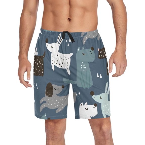 GZHJMY Dog Pajama Pants Short for Men, Lounge Pants Lightweight Men Pajama Bottoms with Drawstring Pockets, Christmas New Year Birthday Gifts, Small