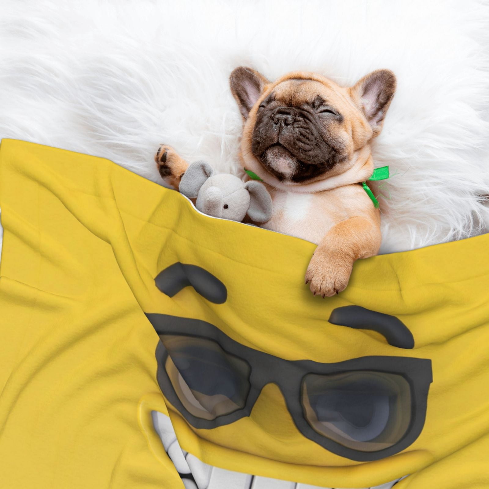 Naloa Smiling With Sunglasses Dog Blanket, 3 Sizes Cat Blanket for Indoor Cats Large Medium Small Dog Gifts-Large