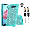 thumbnail image 1 of Value Pack + for LG K51 Q51 with Screen Protector Glitter TPU Bumper Case Hybrid Cell Phone Case Glitter Shock proof Edge Slim Bumper Scratch Cover (Teal), 1 of 4