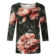 thumbnail image 5 of CYMMPU Flower Pattern 3/4 Sleeve Crew Neck Fall Fashion Shirts Spring Tops Blouses for Women Dressy Casual Tunic Tops Loose Fit Lightweight Basic T-Shirts Multicolor M, 5 of 5